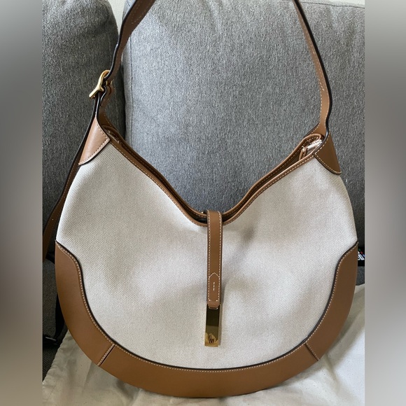 NWT Polo by Ralph Lauren Tan and Cream Hobo Bag - Picture 2 of 6